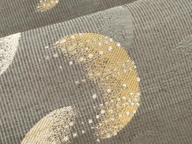 平和屋着物○西陣の名門 加納幸謹製 六通柄袋帯 紬地 月 金銀糸 正絹