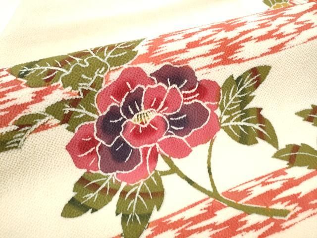 平和屋着物○九寸名古屋帯 型染め 枝花文 鬼しぼ縮緬 正絹 逸品