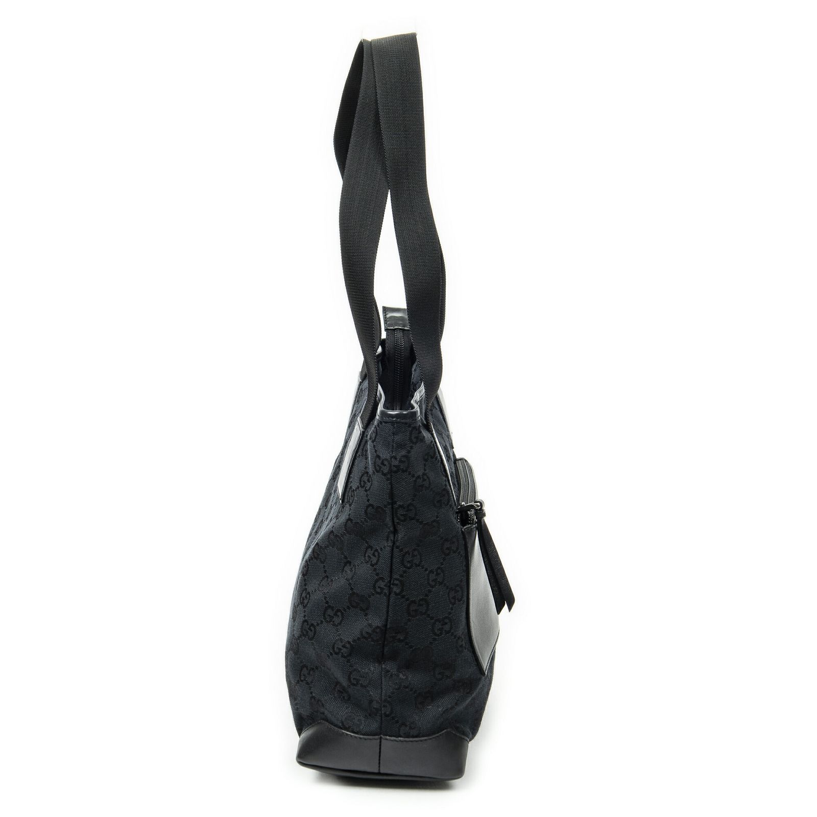 GUCCI グッチフロントポケットジップトート黒GGキャンバスA