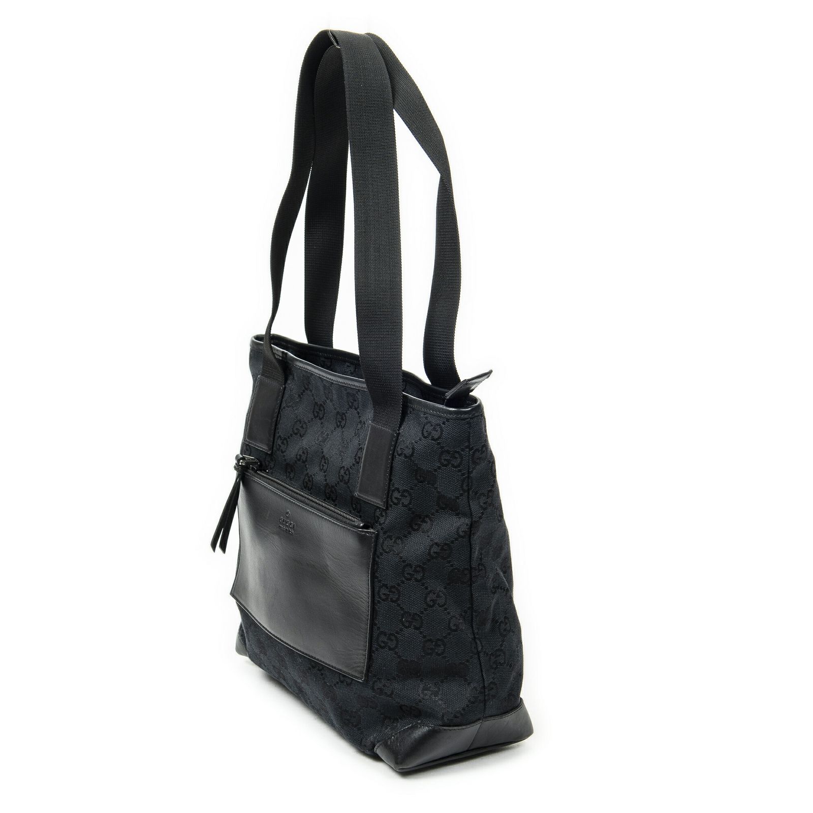 GUCCI グッチフロントポケットジップトート黒GGキャンバスA