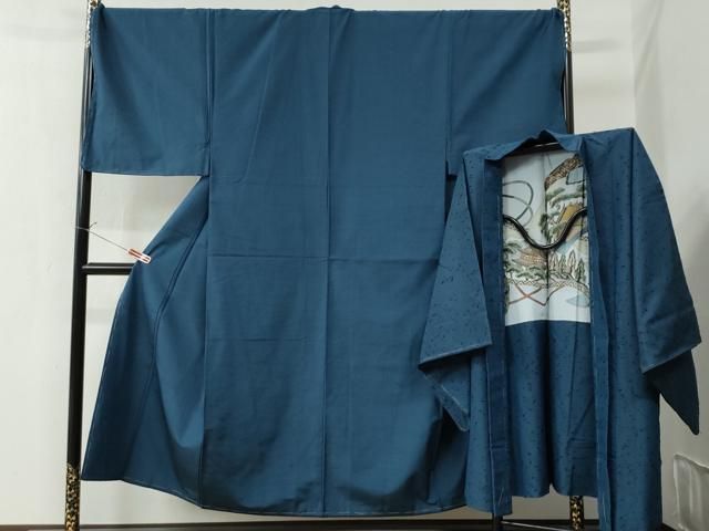 平和屋着物○男性 黒紋付 羽織セット 正絹 逸品 CAAR8218vf 平和屋着物