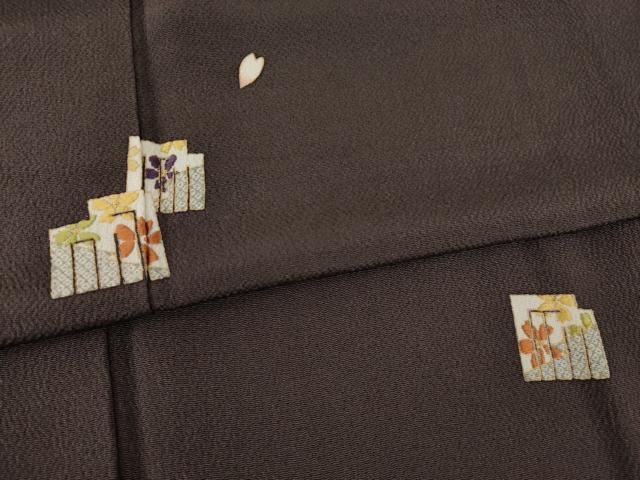 平和屋着物○上質な小紋 刺繍 源氏香花文 金彩 正絹 逸品 AABC4181ck