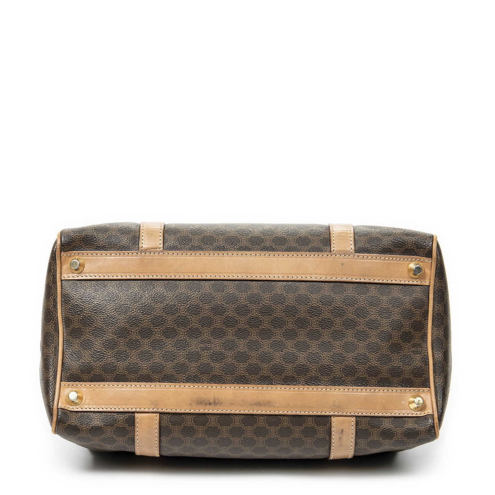 CELINE セリーヌヴィンテージ スモール ボストン茶色マカダムPVCキャンバスAB NEXPOTALLINN_EU