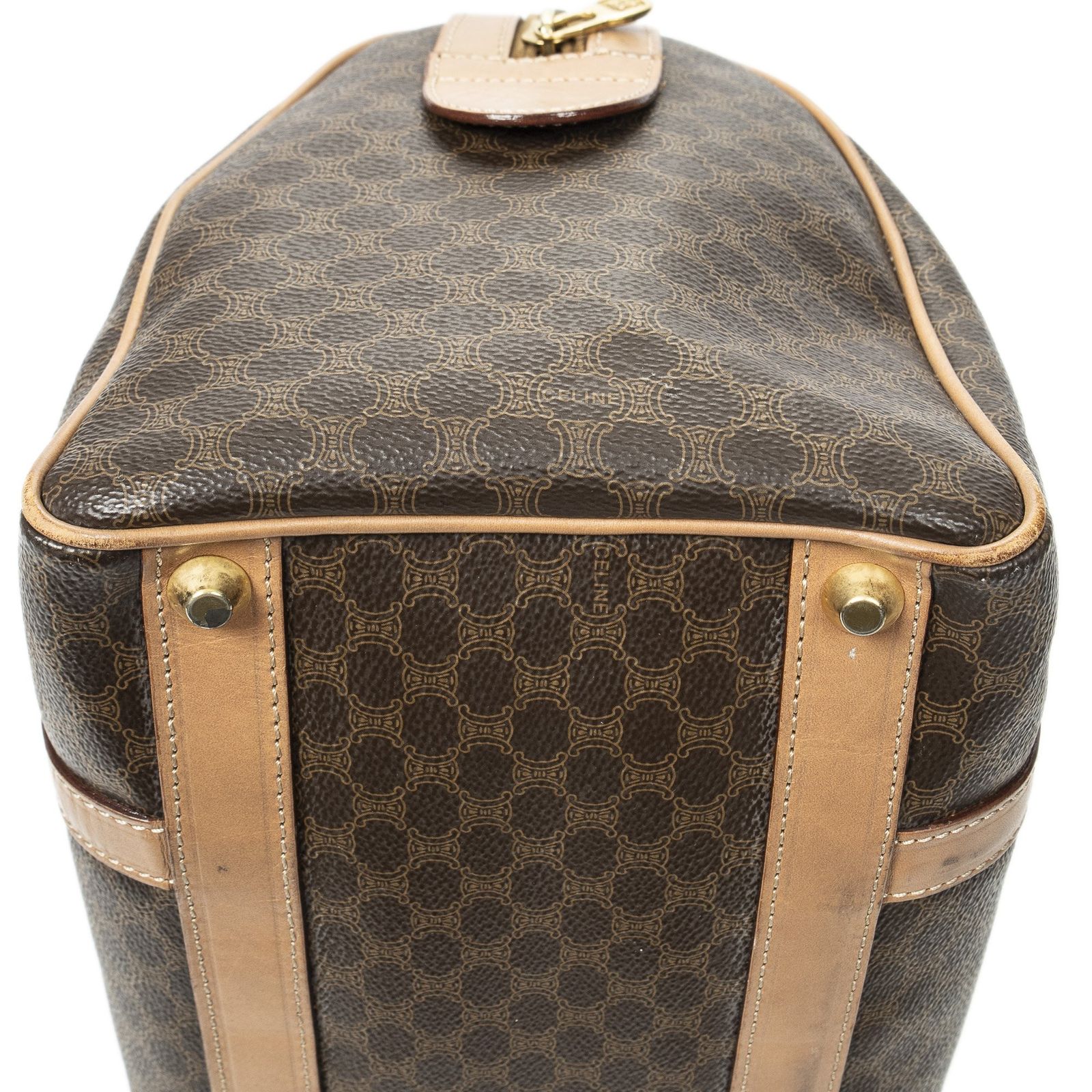 スモール ボストン茶色マカダムPVCキャンバスAB