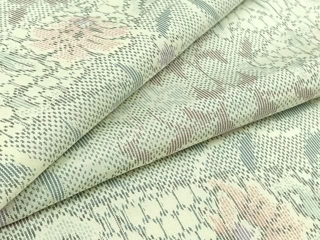 平和屋着物 上質な紬 単衣 草花文 正絹 AABC6776jh