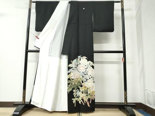 平和屋着物○豪華黒留袖 友禅 作家物 牡丹 暈し染め 正絹 逸品