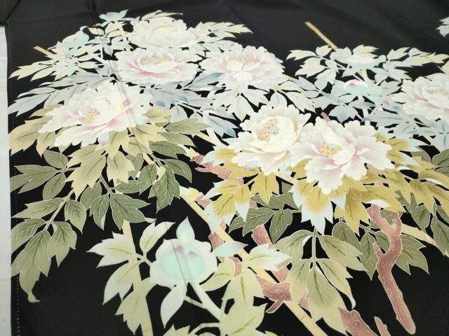 平和屋着物○豪華黒留袖 友禅 作家物 牡丹 暈し染め 正絹 逸品