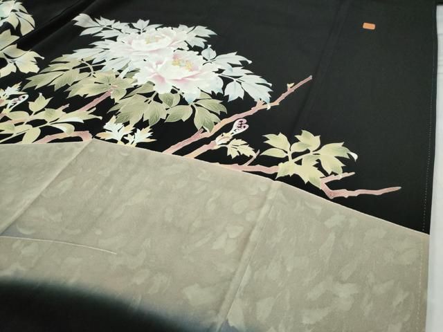 平和屋着物○豪華黒留袖 友禅 作家物 牡丹 暈し染め 正絹 逸品