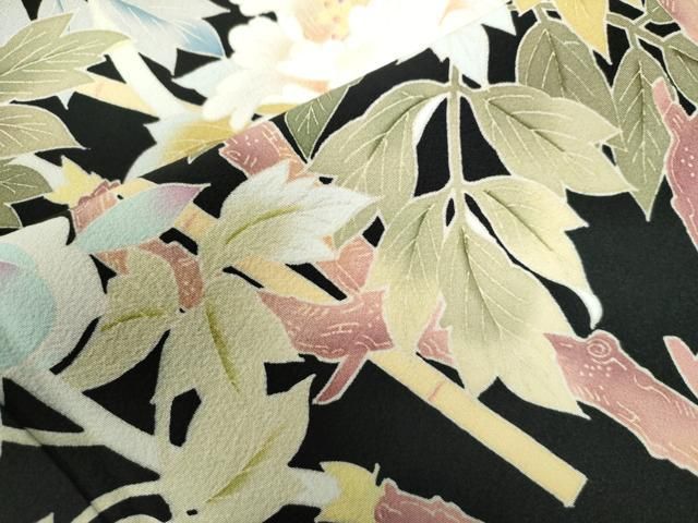 平和屋着物○豪華黒留袖 友禅 作家物 牡丹 暈し染め 正絹 逸品