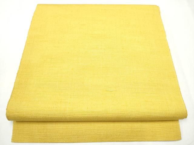 平和屋着物 八寸名古屋帯 紬地 黃支子色 正絹 hy