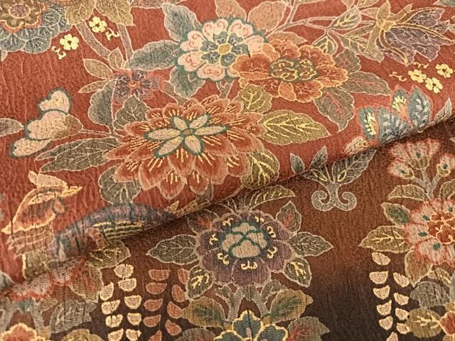 平和屋着物○訪問着 鳳凰花蝶文 暈し染め 金彩 正絹 逸品