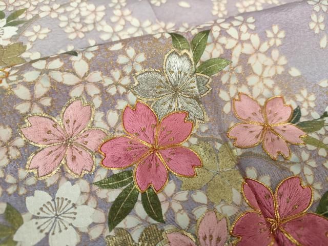 平和屋着物●豪華振袖　駒刺繍　十二単風　流水桜　暈し染め　金銀彩　やまと誂製　正絹　逸品　DAAY1675ps 平和屋着物○豪華振袖 駒刺繍 十二単風 流水桜 暈し染め 金銀