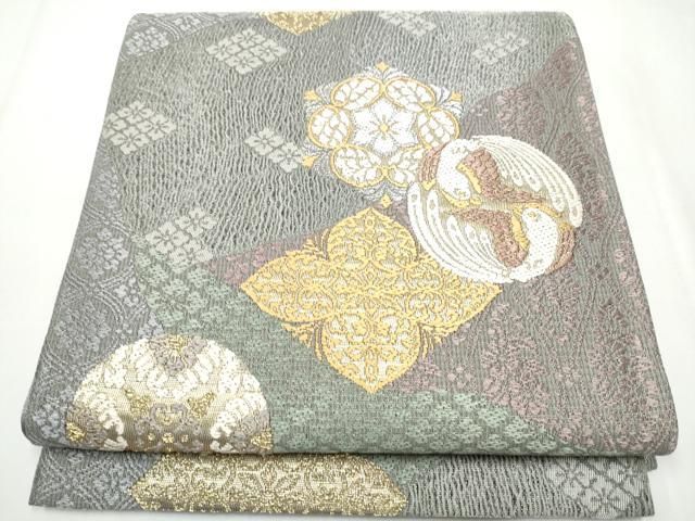 平和屋着物●六通柄袋帯　裂取正倉院華文　金銀糸　正絹　逸品　CAAZ4203hy 平和屋着物○六通柄袋帯 裂取正倉院華文 金銀糸 正絹 逸品 CAAZ4203hy