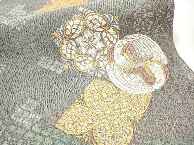 平和屋着物●六通柄袋帯　裂取正倉院華文　金銀糸　正絹　逸品　CAAZ4203hy 平和屋着物○六通柄袋帯 裂取正倉院華文 金銀糸 正絹 逸品 CAAZ4203hy