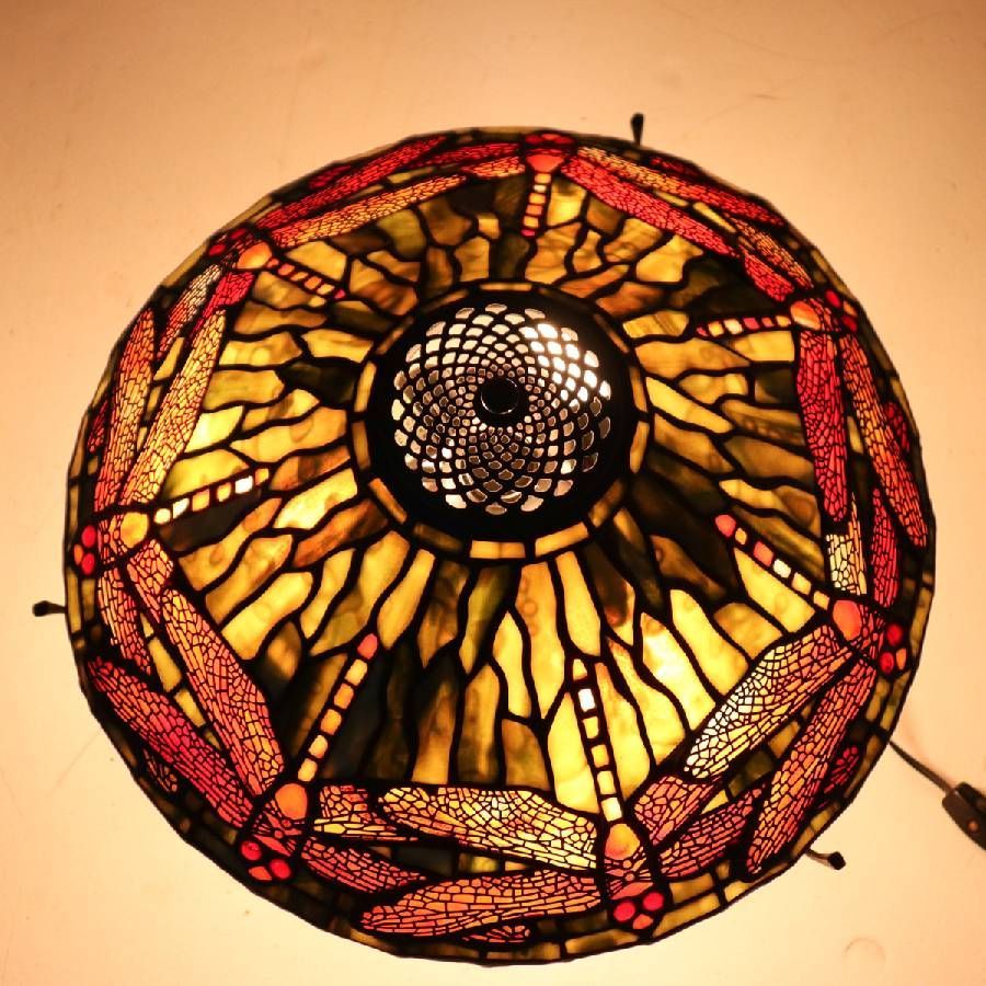 フランスベッド ティファニーランプ調 ステンドグラスランプ 蜻蛉柄