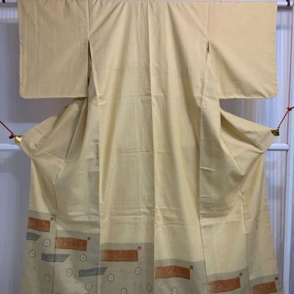 ◆kimomo one◆kimonoarisa◆厳選◆♥◆本場結城紬◆吉岡幸雄◆真綿紬◆袷◆仕付け糸付き◆広襟◆裄肩丈160着物帯小紋普段着名古屋帯洒落袋帯半幅帯