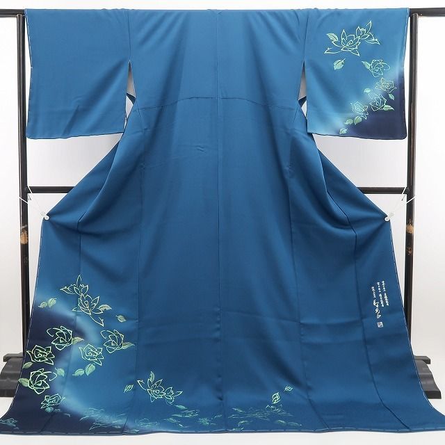 ❁tomihisa❁新品 金彩友禅作家 和田光正 落款 薔薇 着物 正絹 トール