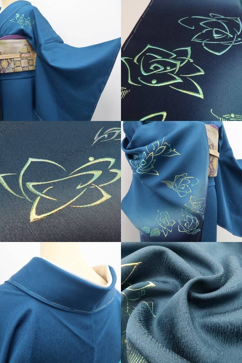 ❁tomihisa❁新品 金彩友禅作家 和田光正 落款 薔薇 着物 正絹 トール