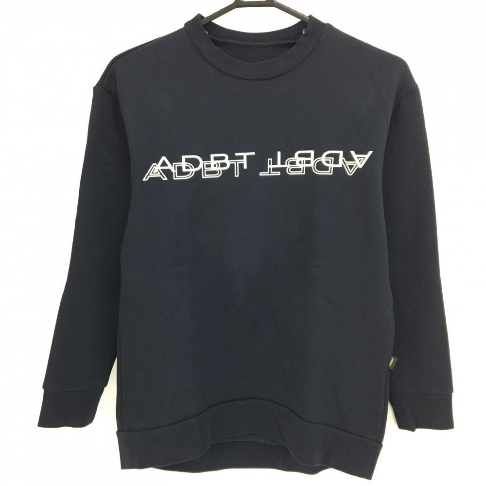 超美品】アダバット トレーナー ネイビー ロゴ白 裏起毛 レディース 36 
