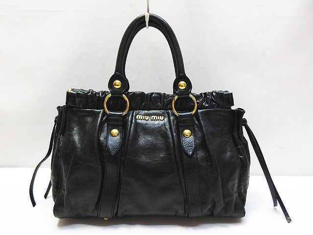 miumiu ミュウミュウ ヴィッテロルクス ギャザー 2way トートバッグ