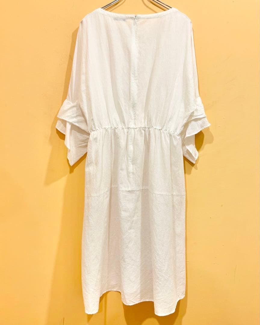 リネン混 MORABITO PREMIER ワンピース ビジュー装飾 40 送料込み