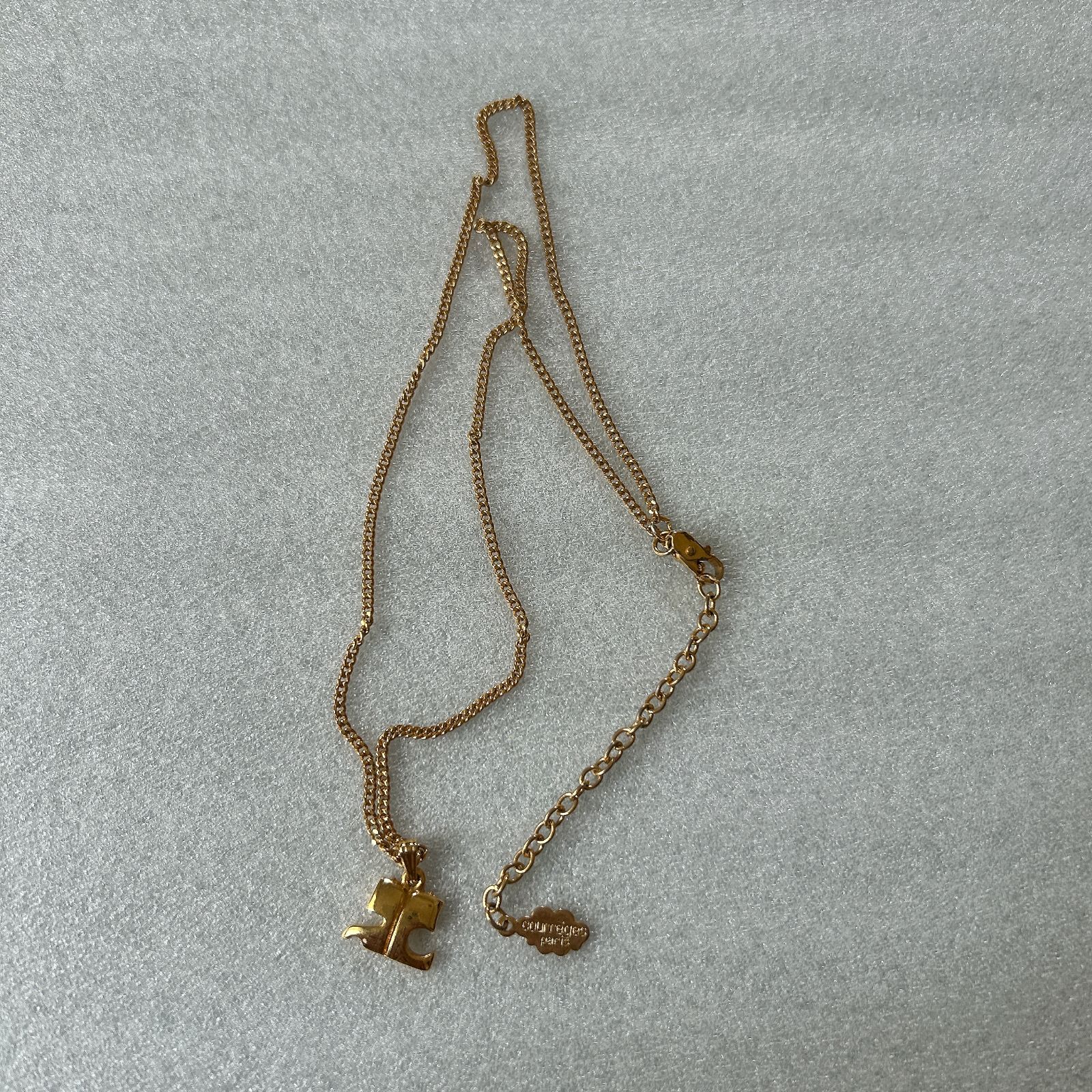 美品☆courrèges クレージュ ロゴネックレス ゴールドカラー 平成 