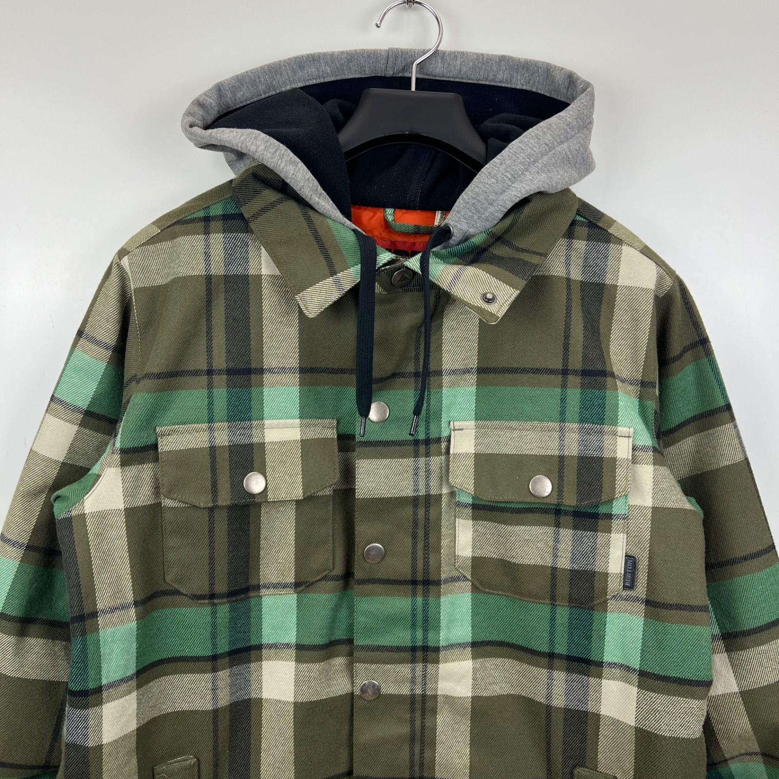 BURTONチェック柄 フード付き スノーボードウェア BURTON SNOWBOARDS sweat hoodie plaid jacket S バートン