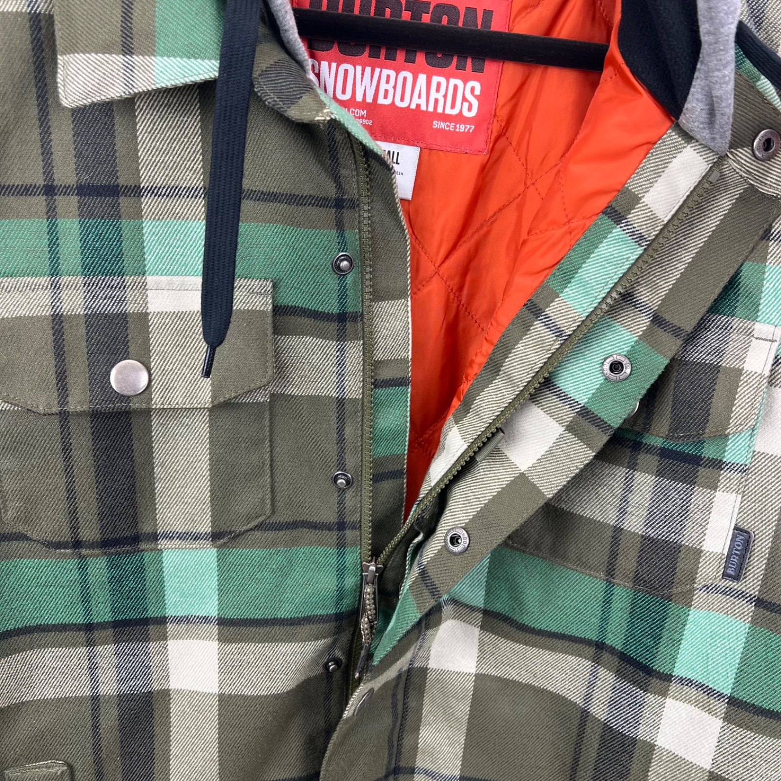 BURTON SNOWBOARDS sweat hoodie plaid jacket S バートン