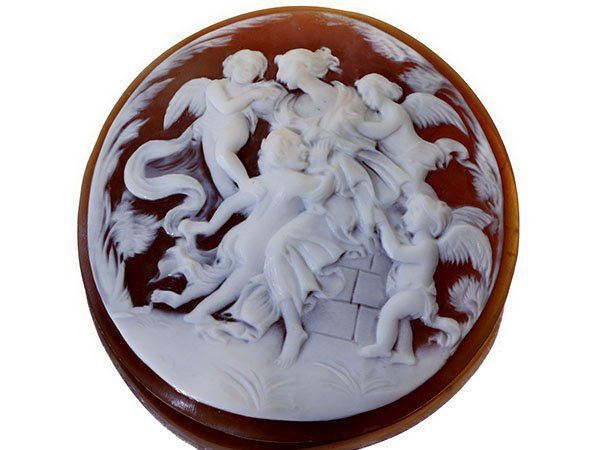 た*♡様 カメオ シェル　ルース ジュエリー極】女性と天使たちの彫刻 シェルカメオルース 50.2mm