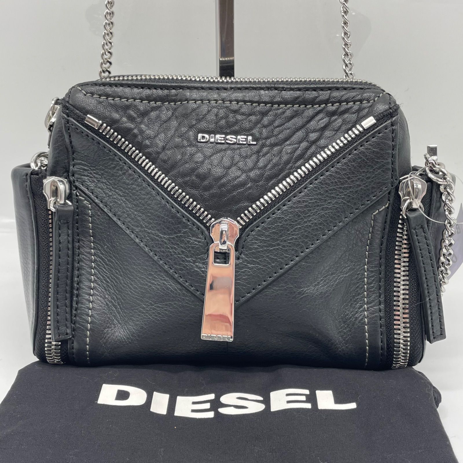 BN6668□DIESEL ディーゼル ジップ ショルダーバッグ y2k チェーン