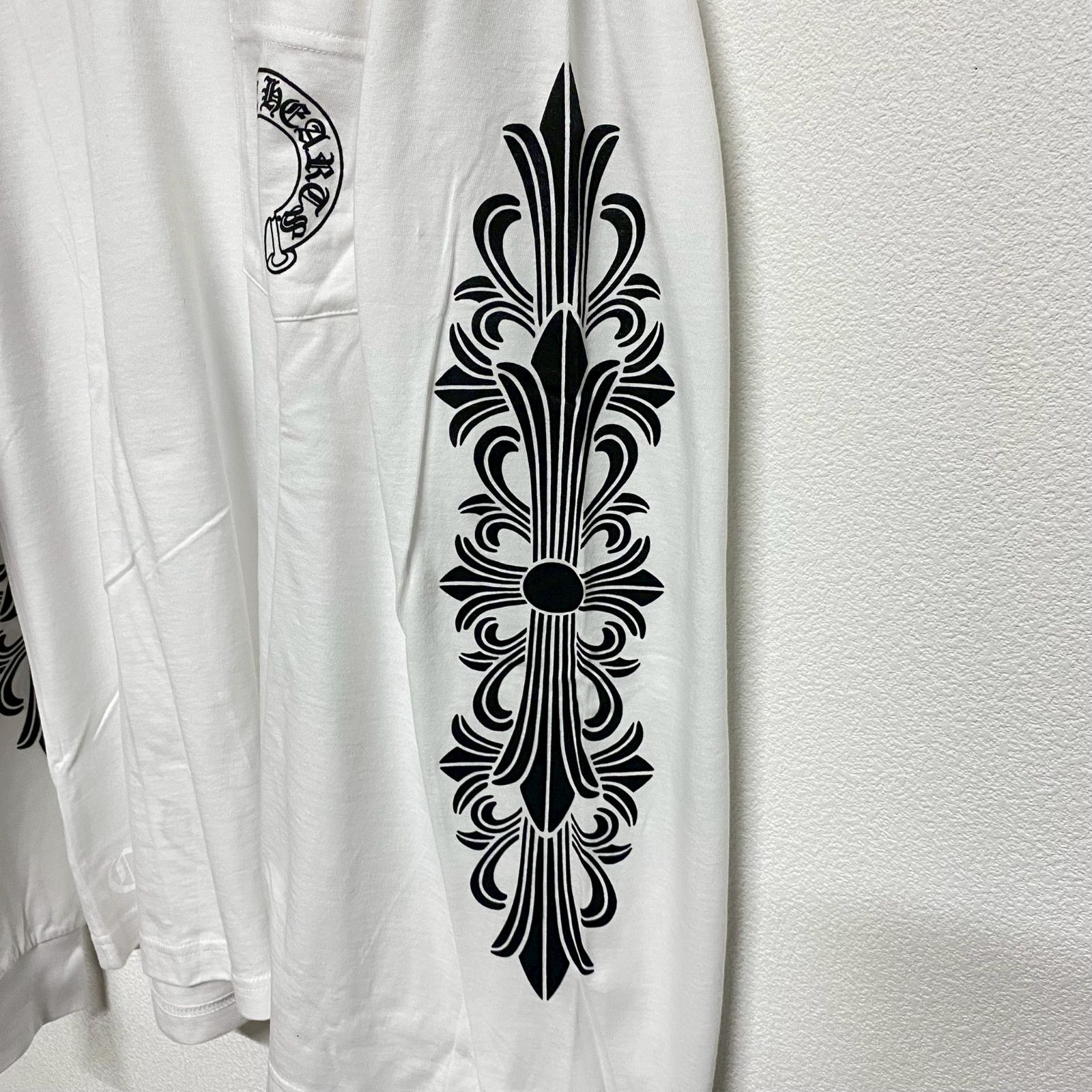 クロムハーツ白黒ホースシューロンTサイズM値下げ⭕️ CHROME HEARTS Horse Shoe クロムハーツ ホースシュー 白 ホワイト