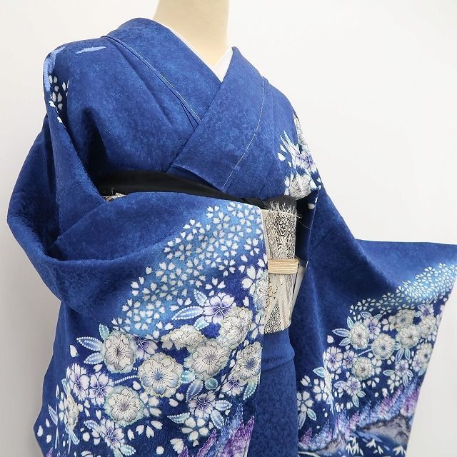 ❁tomihisa❁ お仕立て上がり品 桂由美 落款 辻ヶ花 着物 仕付け糸付 トールサイズ 瑠璃紺に咲く辻ヶ花に心惹かれる 訪問着 6695 MERCADOAVALIA_COM_BR