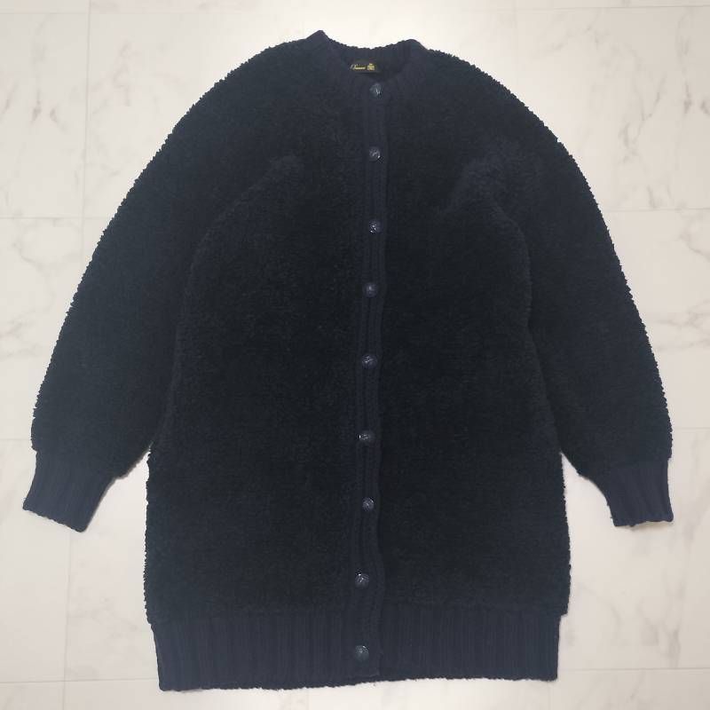 Drawer ドゥロワー ムートンエルボーパッチロングカーディガン Drawer ドゥロワー エルボームートンパッチ ロングカーディガン ニット