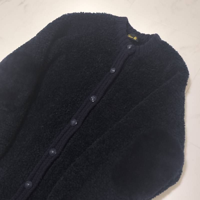 Drawer ドゥロワー エルボームートンパッチ ロングカーディガン ニット