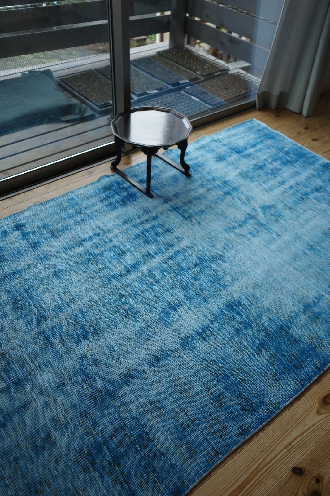 トルコ ヴィンテージラグ 藍色オーバーダイ ブルー トルコ製