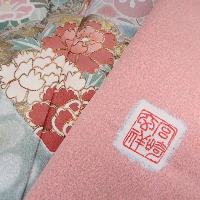 k31⭐️水色刺繍白花⭐️豪華絢爛綺麗身丈164cm裄丈68cm正絹付け下げ袷