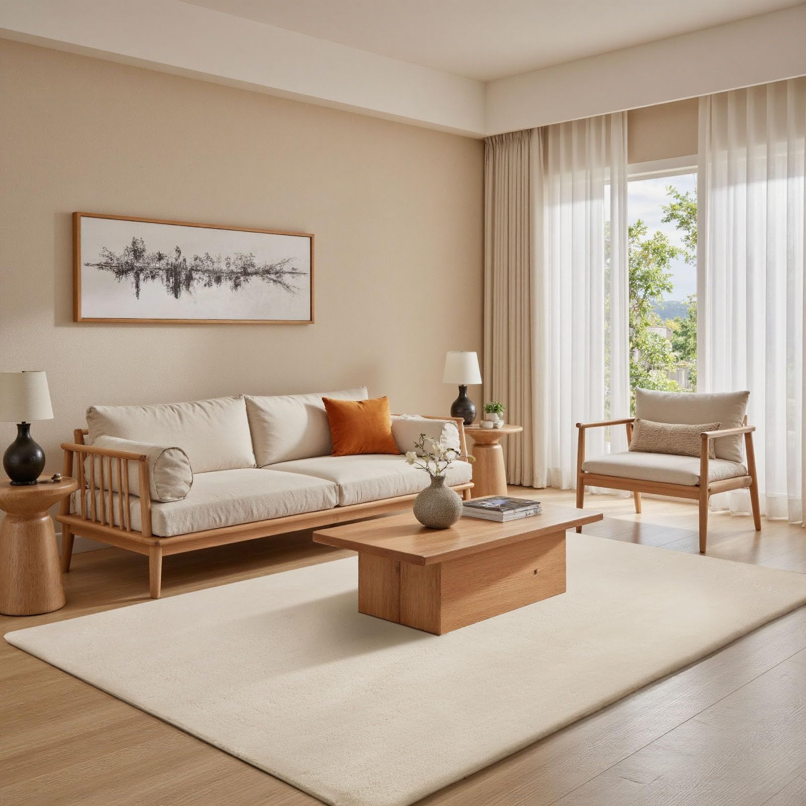 リビングルーム用のふわふわラグ