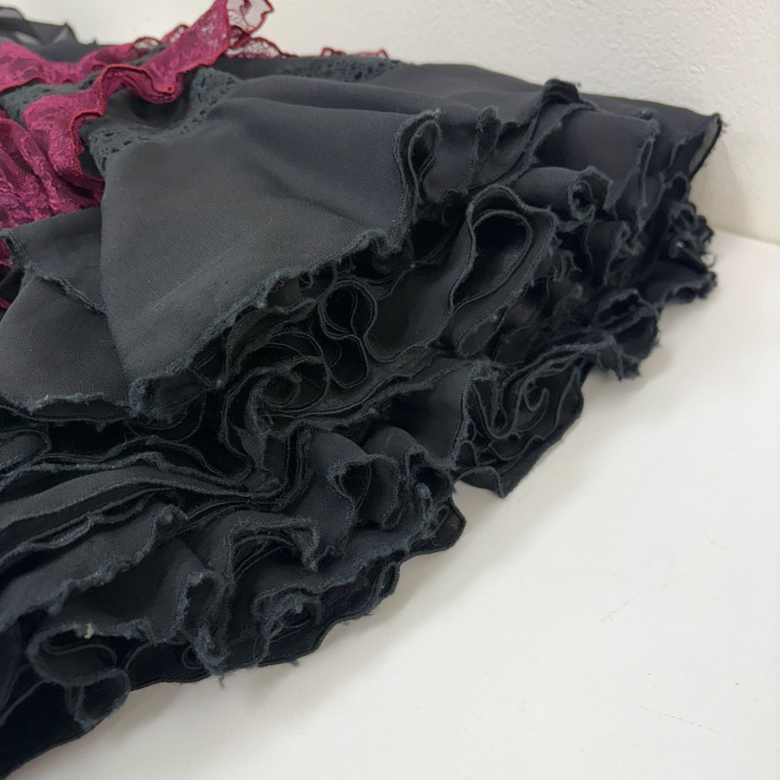 ソニアジョーンズ】フラメンコ衣装 ファルダ 黒 フリル レース