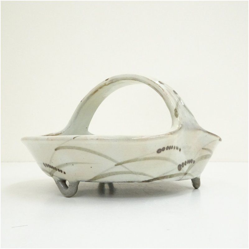  唐津焼 十三代 中里太郎右衛門窯造 唐津絵粉引手付鉢 共箱 食器 おしゃれ アンティーク レトロ 和食 和風 丼 器 小鉢 中鉢 料理 来客 居酒屋 旅館 カフェ 鉢 ボウル 食器