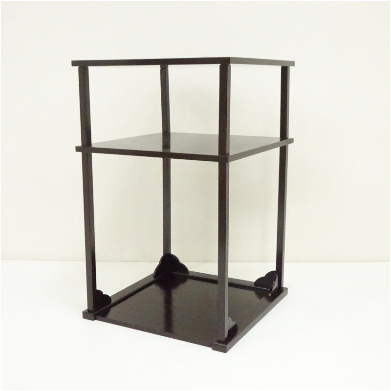 溜塗二重棚（箱付） 茶道具】宗明造 溜塗 二重棚（共箱） 組立