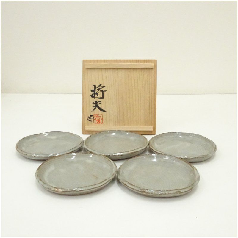 和食器 茶懐石 萩焼 吉賀將夫作 小皿 五客 共箱 V