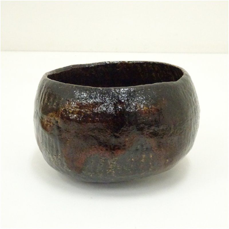 佐々木昭楽造 光悦写紙屋黒楽茶碗（銘：瑞雲）（大徳寺 長谷川寛州書付