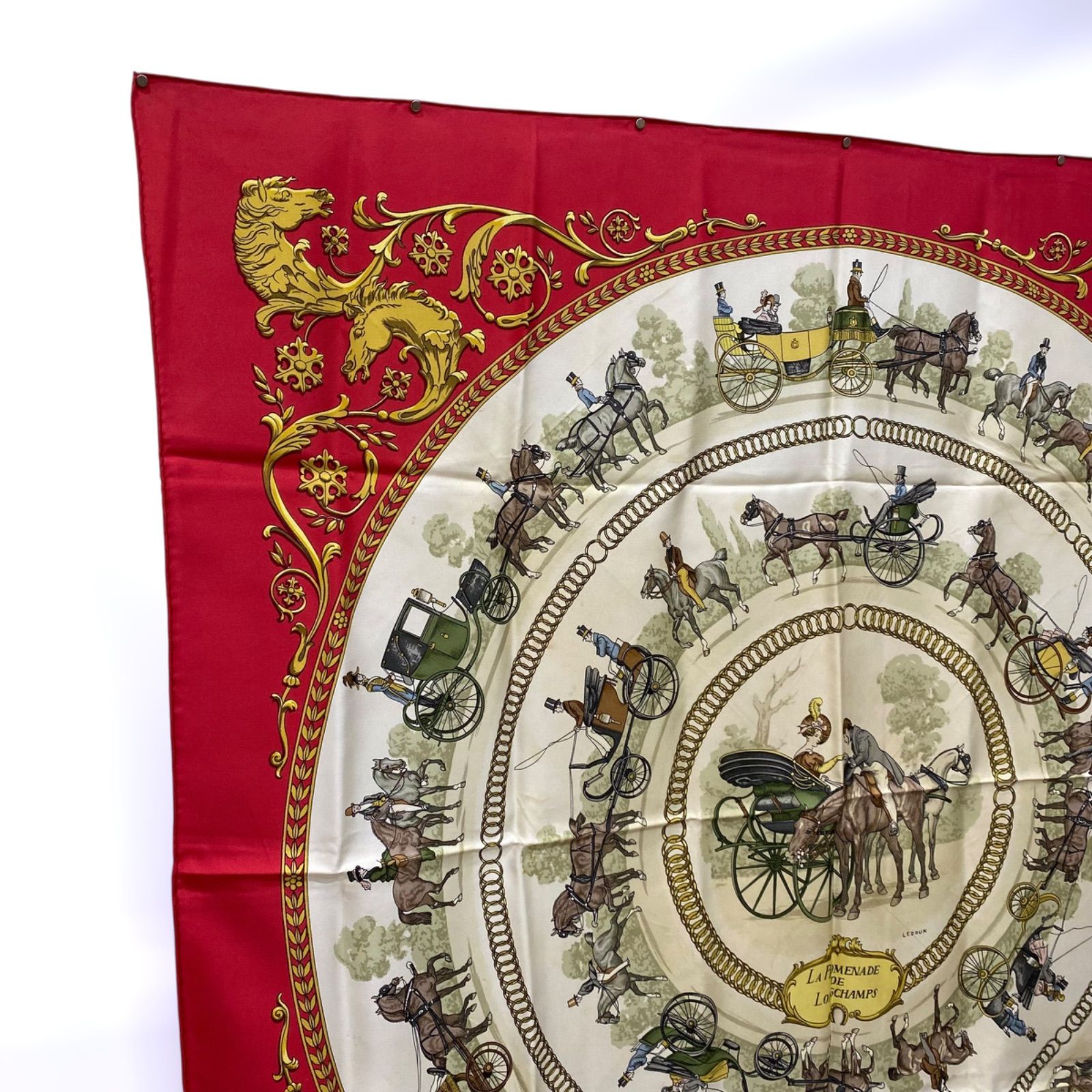 エルメス カレ90 LA PROMENADE DE LONGCHAMPS シルクスカーフ