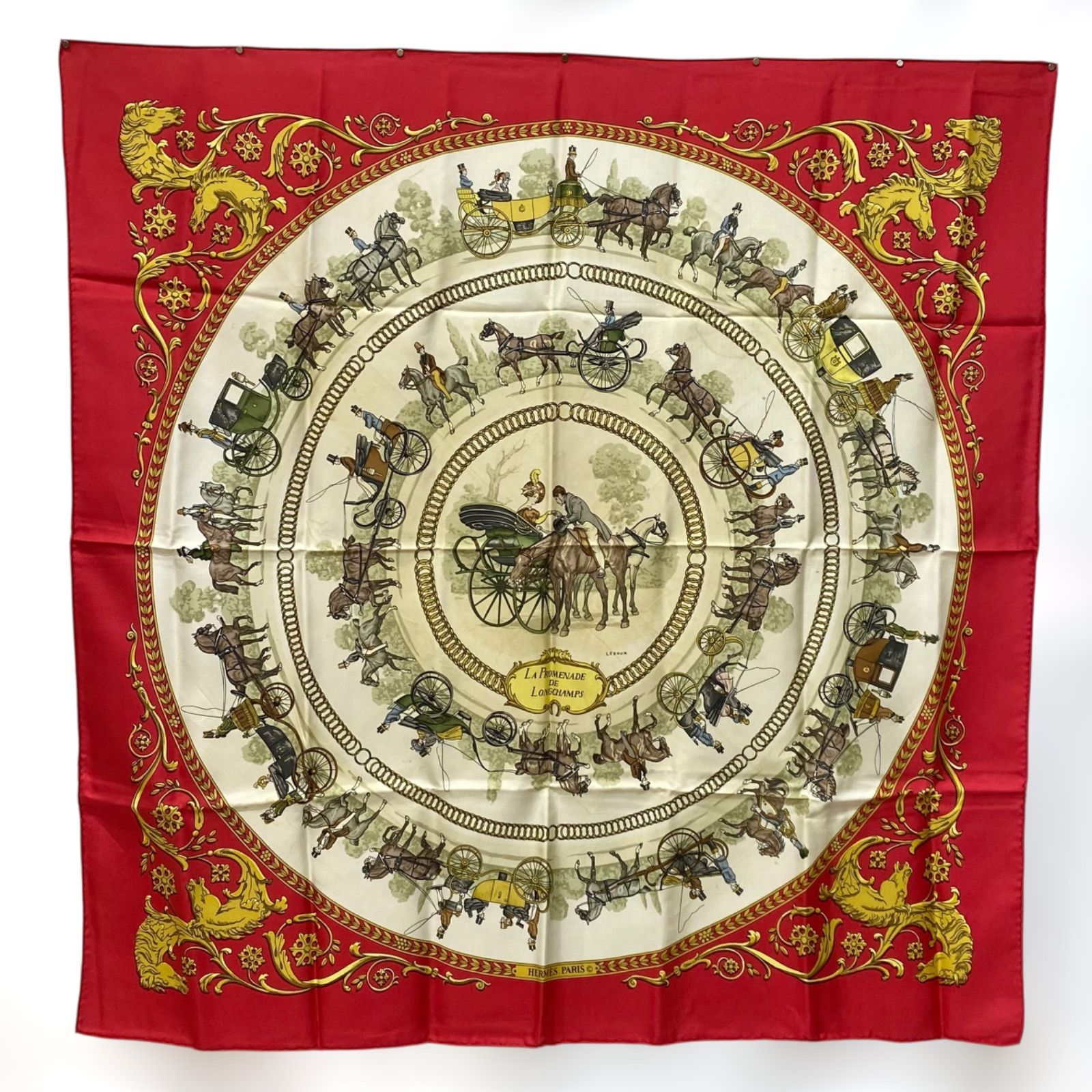 エルメス カレ90 LA PROMENADE DE LONGCHAMPS シルクスカーフ