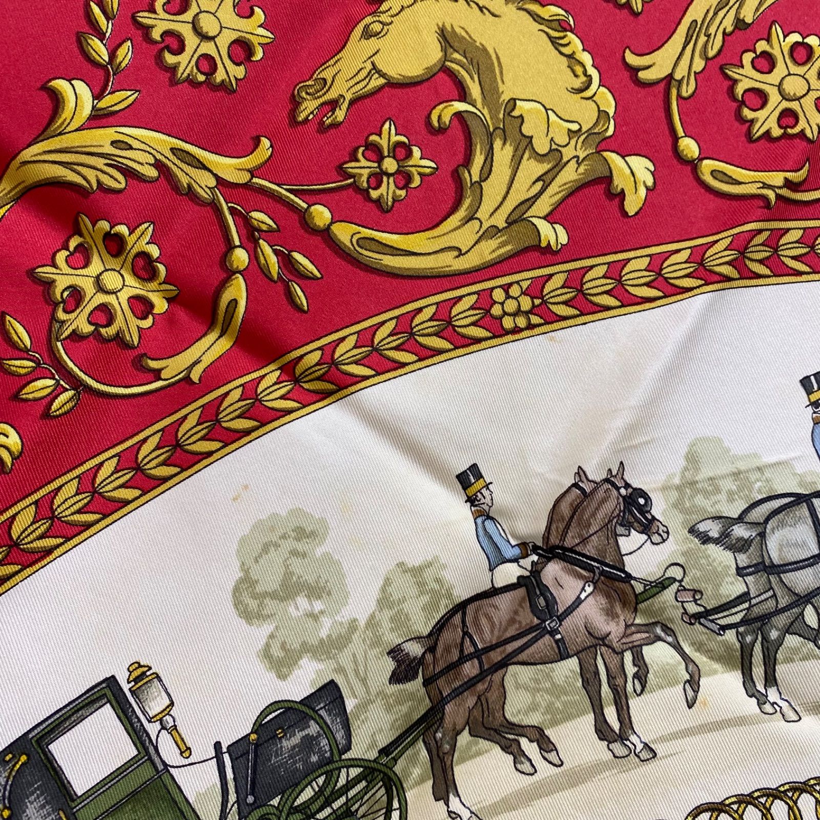エルメス カレ90 LA PROMENADE DE LONGCHAMPS シルクスカーフ