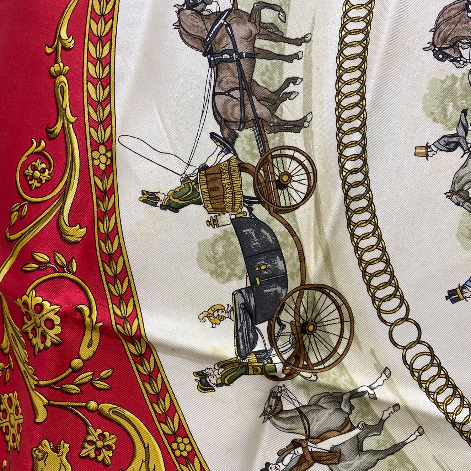 エルメス カレ90 LA PROMENADE DE LONGCHAMPS シルクスカーフ