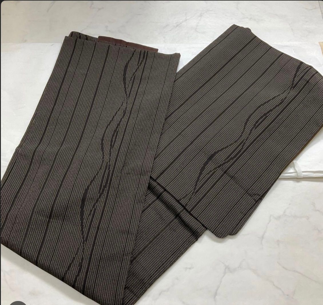 ⬛️kimomo one⬛男前屋⬛️厳選⬛️小柄な方用⬛️上質なお召しの男着物⬛️正絹⬛️袷⬛️しあわせガード加工⬛️裄66.5着丈127.5⬛男着物男長羽織男襦袢男袴角帯男帯ん