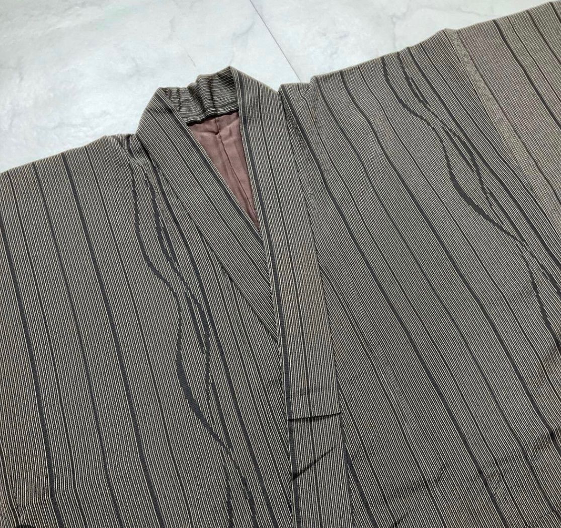 one⬛男前屋⬛️厳選⬛️小柄な方用⬛️上質なお召しの男着物⬛️正絹⬛️袷⬛️しあわせガード加工⬛️裄66