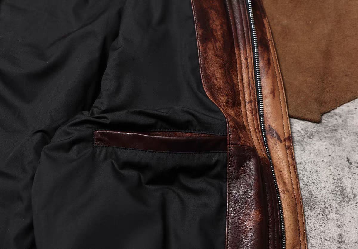 全新 レトロ風ユーズド感のある男女兼用レザージャケット