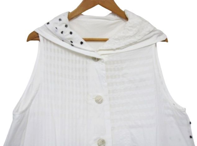 慈雨 ジウ JIU センソユニコ ノースリーブ Aライン シャツワンピース マキシ丈 ストライプ柄 白 Lサイズ40 管理番号L29441SSS26-251101-1K 990